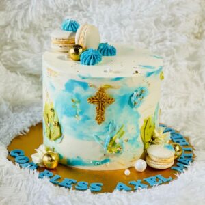 Baptism Cake with Macarons