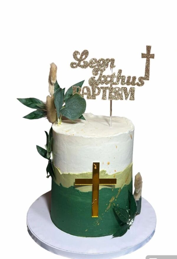 Wheat and Leaves Baptism Cake