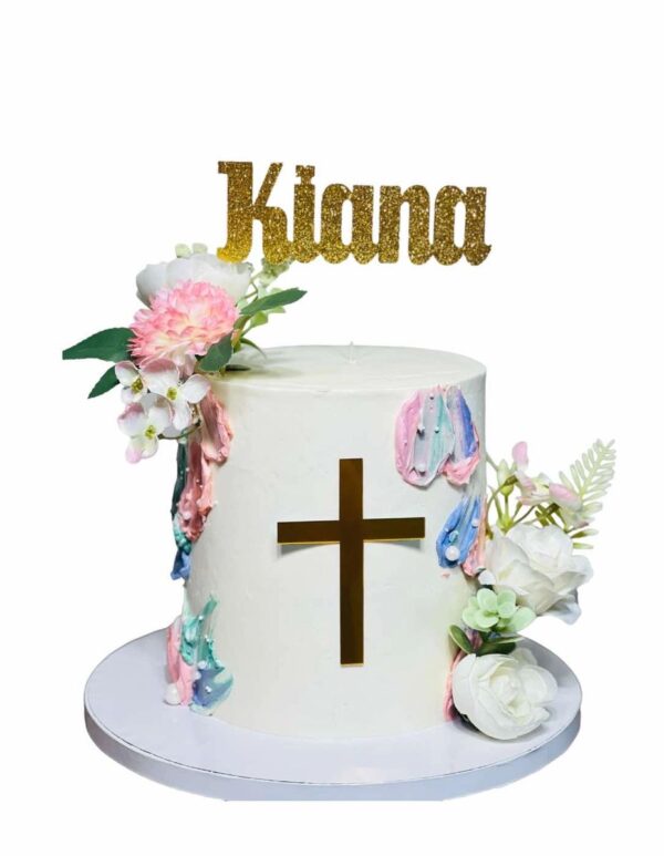 Flowers Baptism Cake