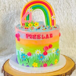 Rainbow and Flowers Cake